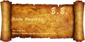 Bade Beatrix névjegykártya